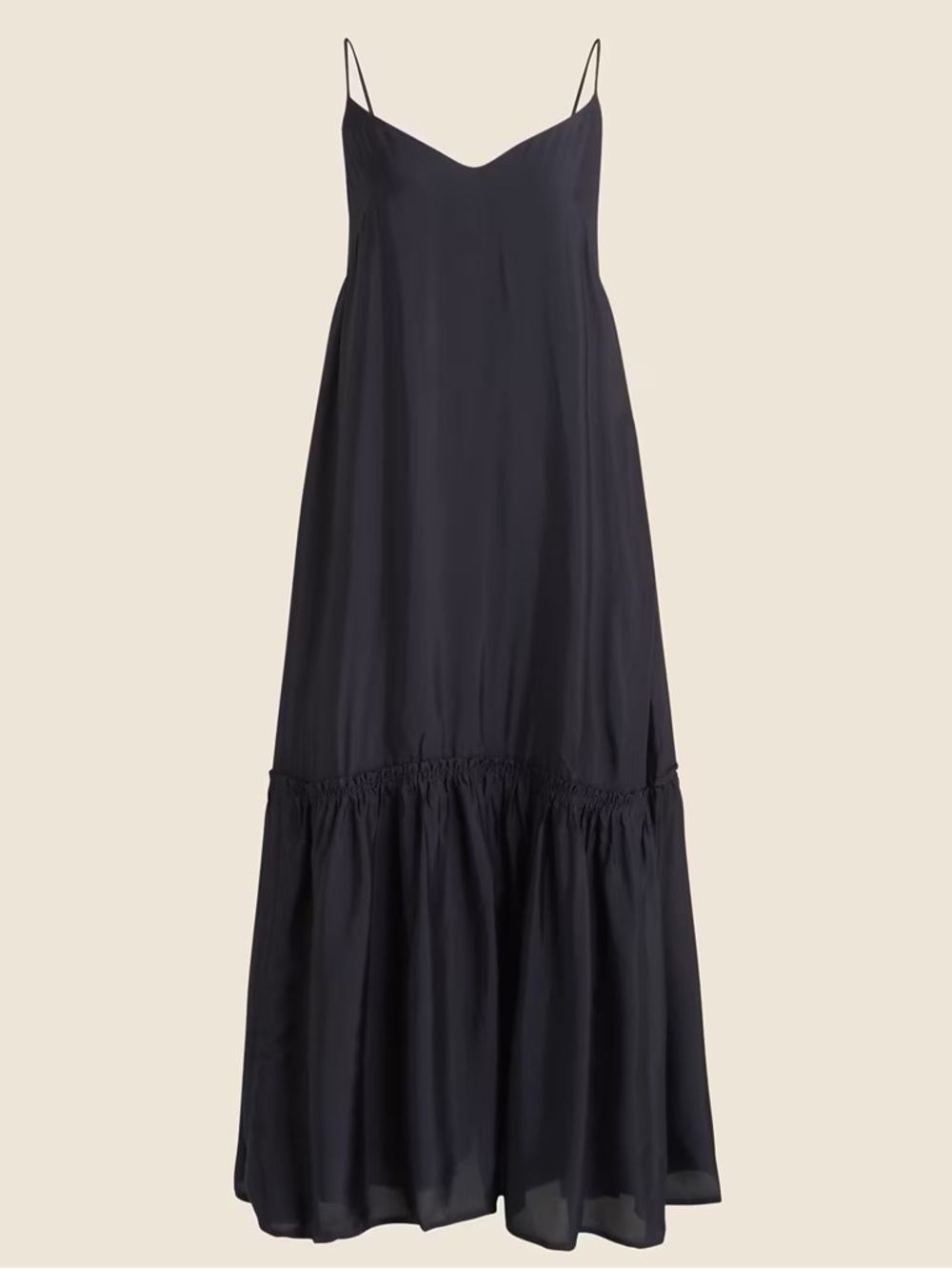J. CREW COLLECTION Tiered Drapey Viscose Twill Tiered Midi Dress Black 2X NEW